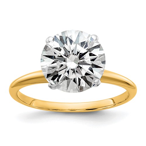 14K Two-tone 3 Carat Certified Lab Grown Diamond VS SI+ G+ Round Complete Solitaire Engagement Ring