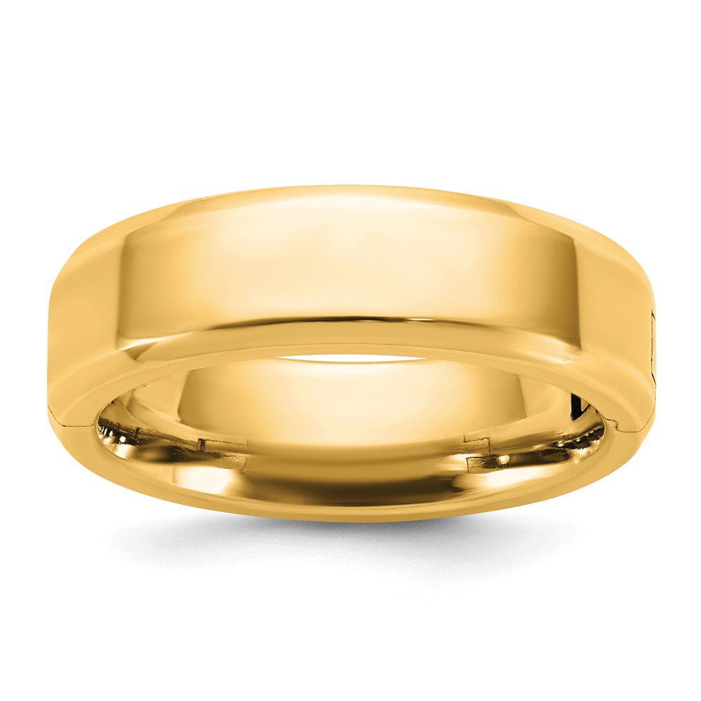 14K Yellow Gold Cliq 6mm Hinged Beveled Edge Wedding Band
