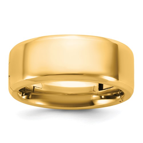 14K Yellow Gold Cliq 8mm Hinged Beveled Edge Wedding Band, Size 4