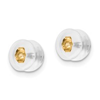 Silicone Sliders 14K Yellow Gold Screwback Mushroom 1 Pair view 2