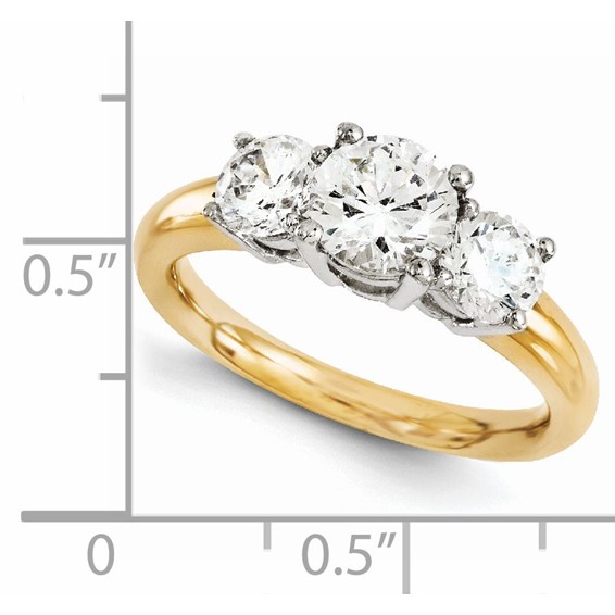 14k Two-tone Round Moissanite 3 Stone Ring