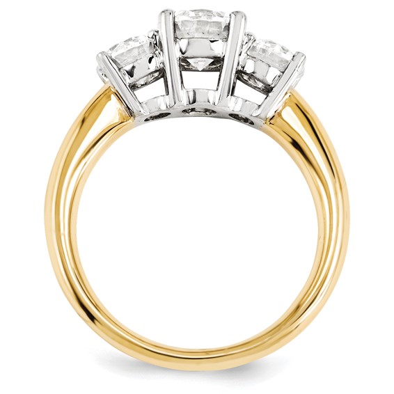 14k Two-tone Round Moissanite 3 Stone Ring