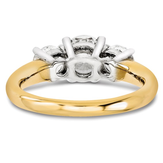 14k Two-tone Round Moissanite 3 Stone Ring