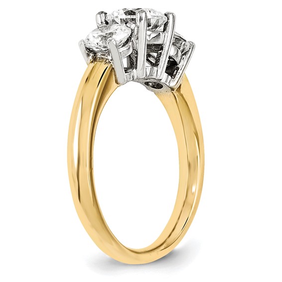 14k Two-tone Round Moissanite 3 Stone Ring