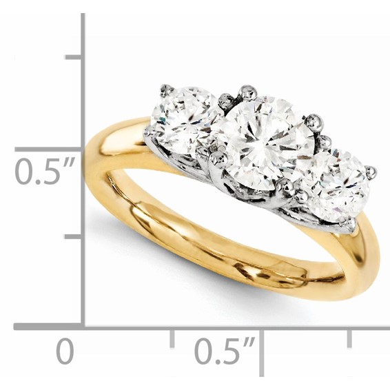 14k Two-tone Round Moissanite 3 Stone Ring