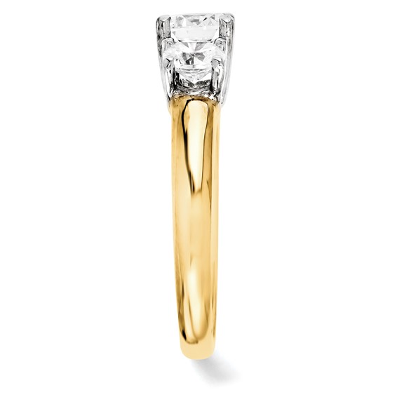 14k Two-tone Round Moissanite 3 Stone Ring