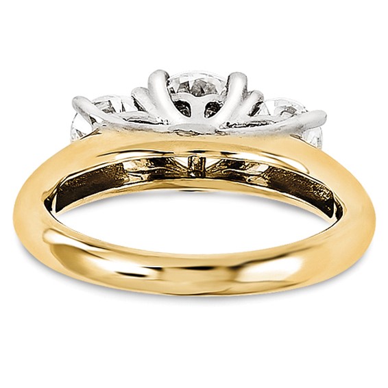 14k Two-tone Round Moissanite 3 Stone Ring