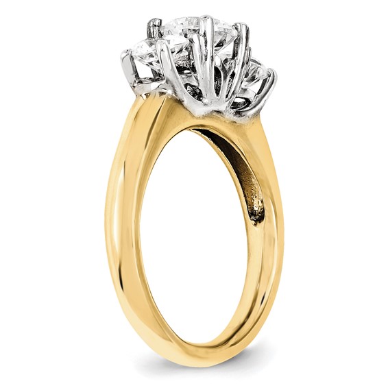 14k Two-tone Round Moissanite 3 Stone Ring