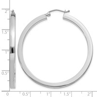 14K White Gold 3x 45mm Polished Square Tube Hoop Earrings view 4