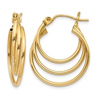 14K Yellow Gold Triple Hoop Earrings view 1