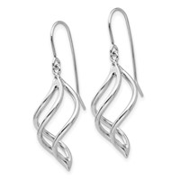 14K White Gold Swirl Dangle French Hook Earrings view 2