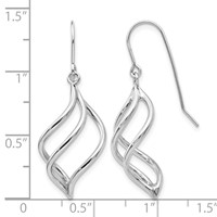 14K White Gold Swirl Dangle French Hook Earrings view 4