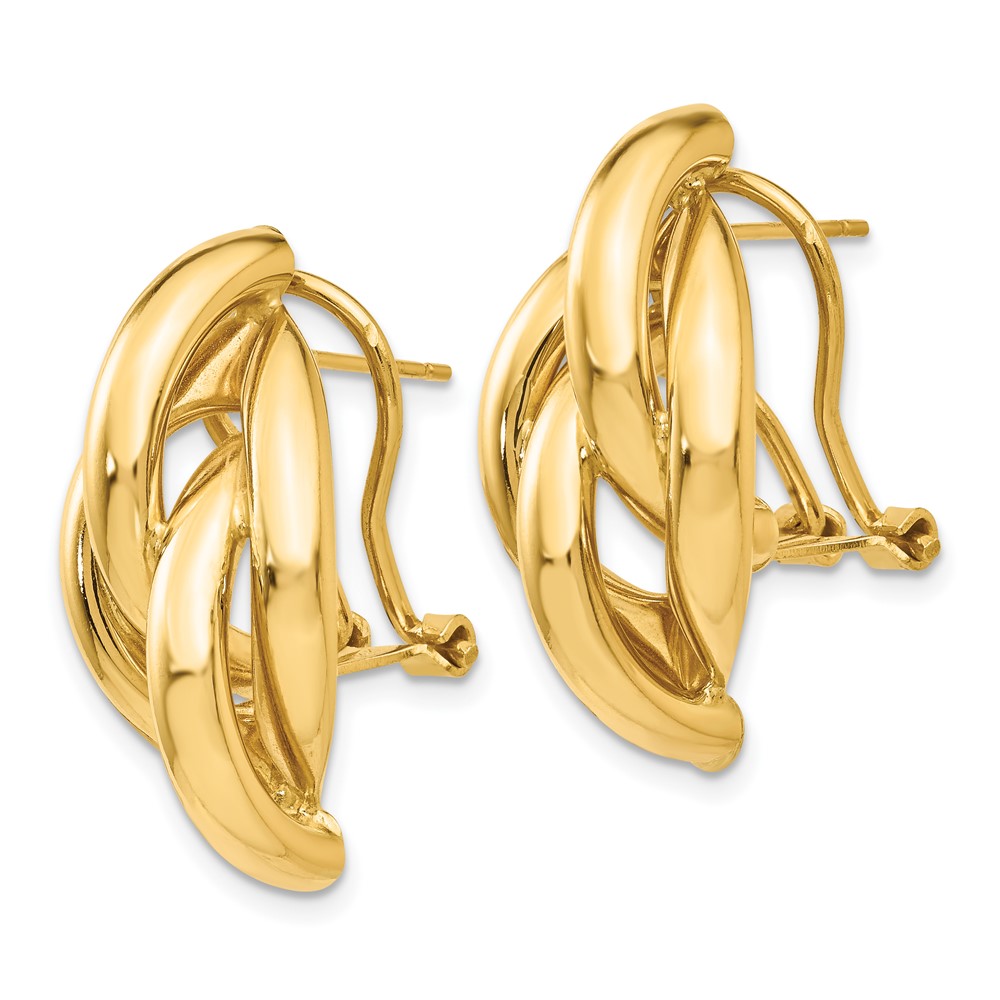 14k Swirl Omega Back Post Earrings (Z1163)