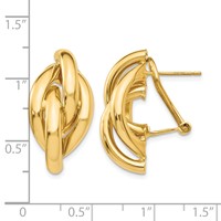14K Yellow Gold Swirl Omega Back Post Earrings view 4