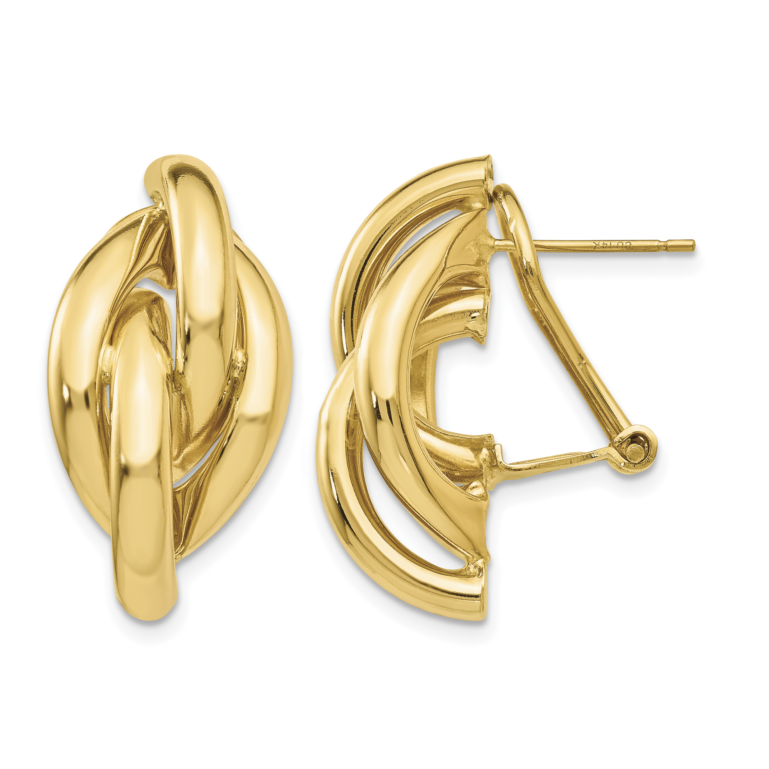14k Swirl Omega Back Post Earrings (Z1163)