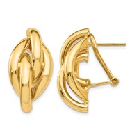 14K Yellow Gold Swirl Omega Back Post Earrings view 1