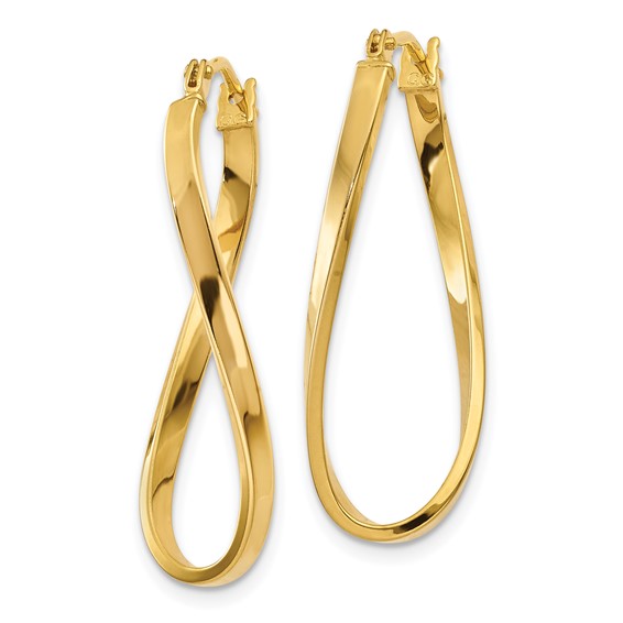 2mm Gold Twisted Oval Hoop Earrings