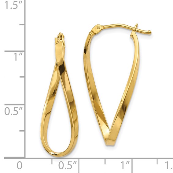 2mm Gold Twisted Oval Hoop Earrings