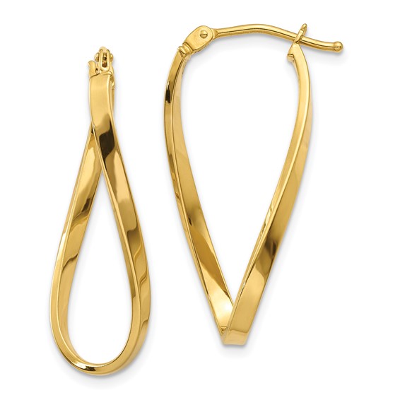 2mm Gold Twisted Oval Hoop Earrings