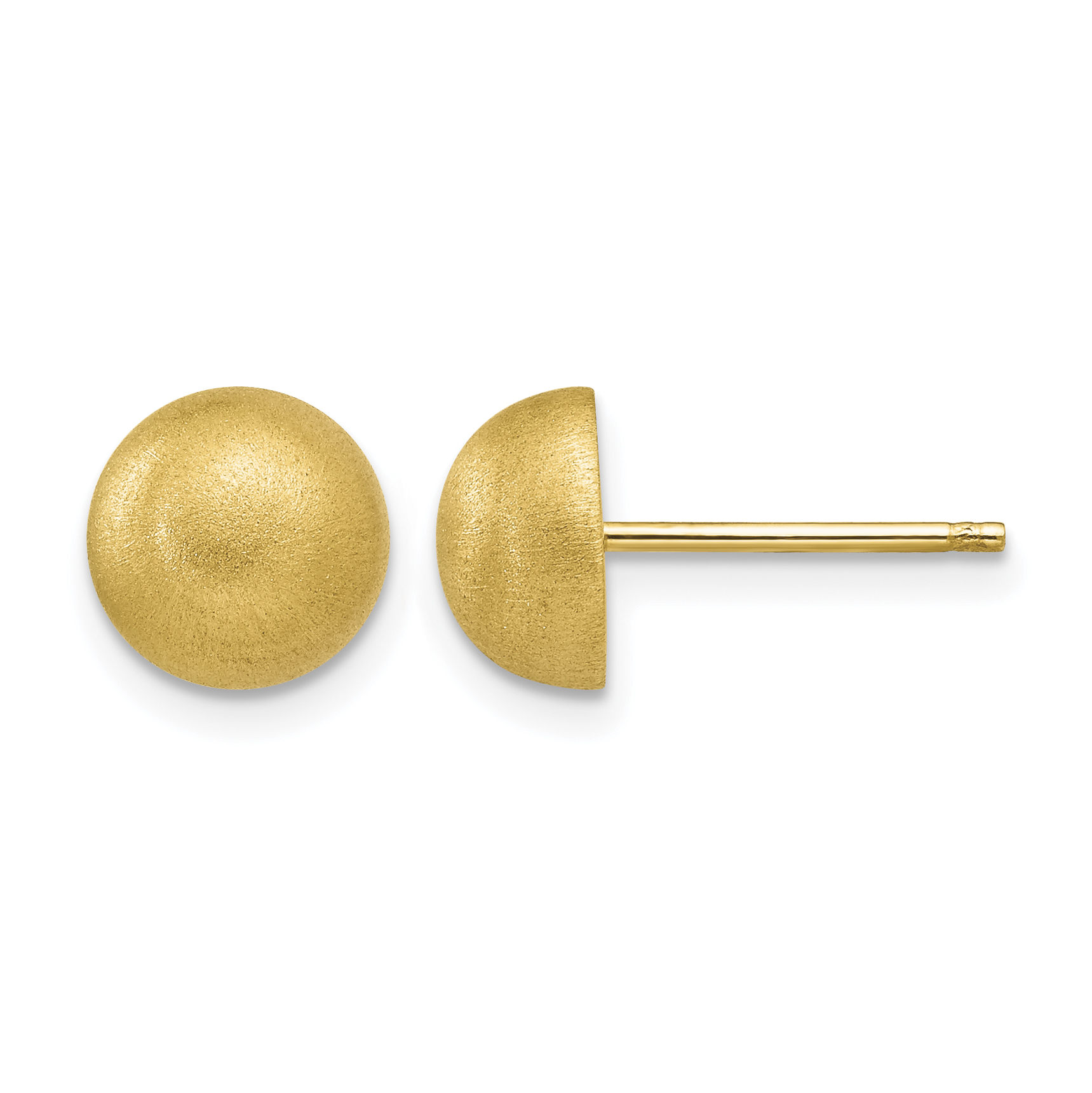 14k Hollow Satin 8.00mm Half Ball Post Earrings (Z1203)