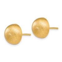14K Hollow Satin 10.50mm Half Ball Post Earrings view 2