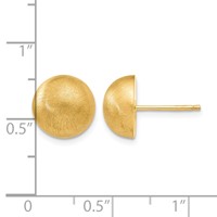 14K Hollow Satin 10.50mm Half Ball Post Earrings view 4