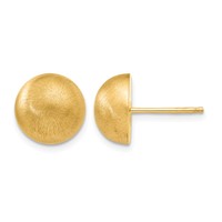 14K Hollow Satin 10.50mm Half Ball Post Earrings view 1