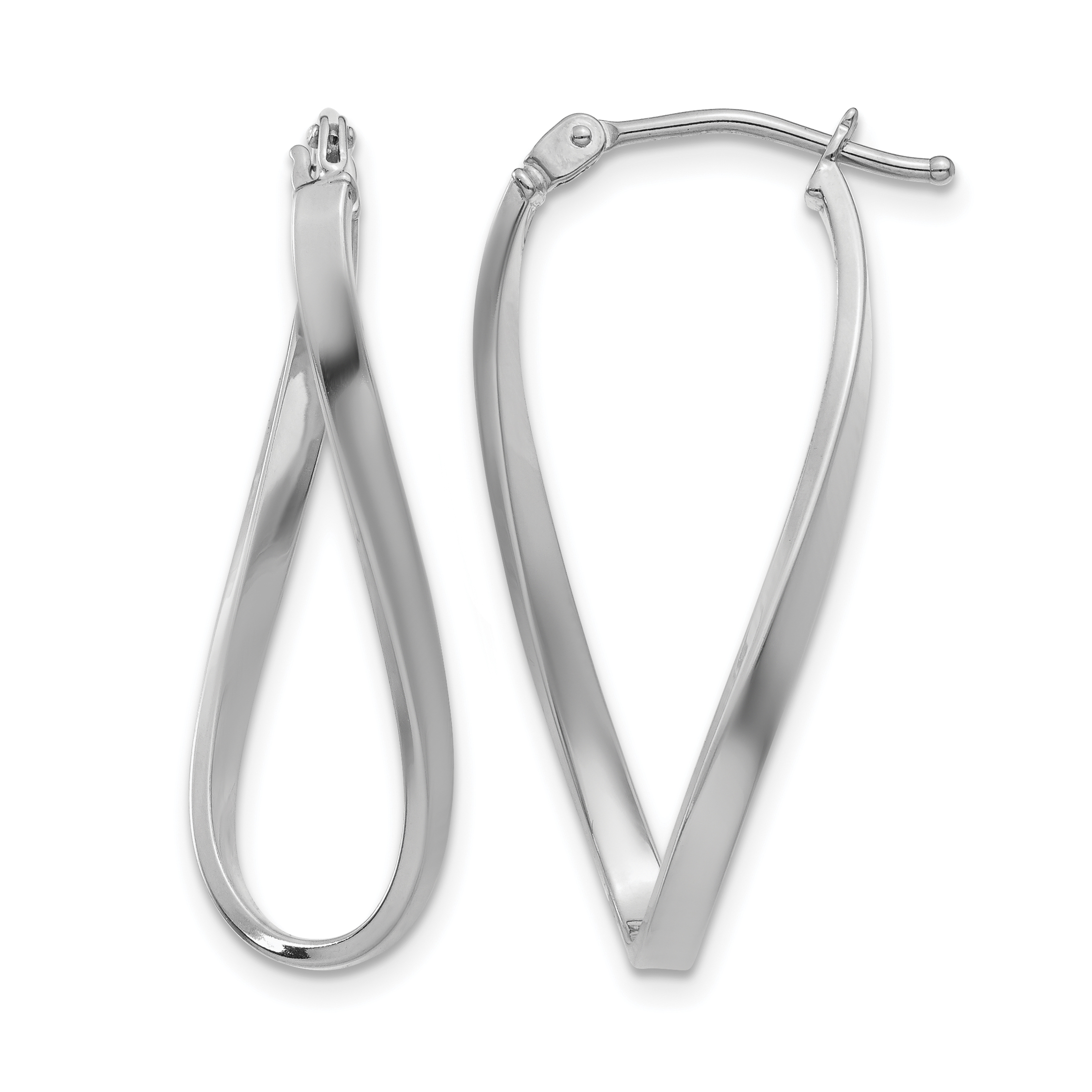 14k White Gold Small Twisted Earrings (Z1227)