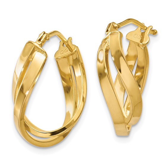 Gold Twisted Oval Hoop Earrings