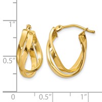 14K Yellow Gold Twisted Hoop Earrings view 4
