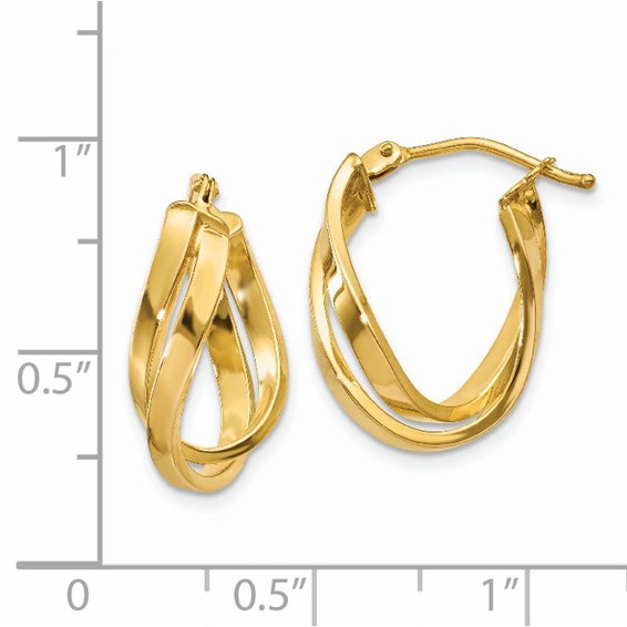 Gold Twisted Oval Hoop Earrings