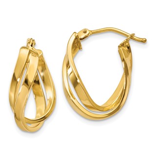 Gold Twisted Oval Hoop Earrings