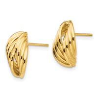 14K Yellow Gold Polished Fancy Post Earrings view 2