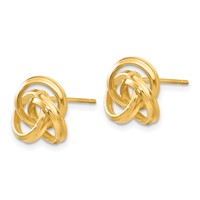 14K 10mm Yellow Gold Polished Love Knot Post Earrings view 2