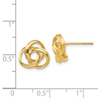 14K 10mm Yellow Gold Polished Love Knot Post Earrings view 4