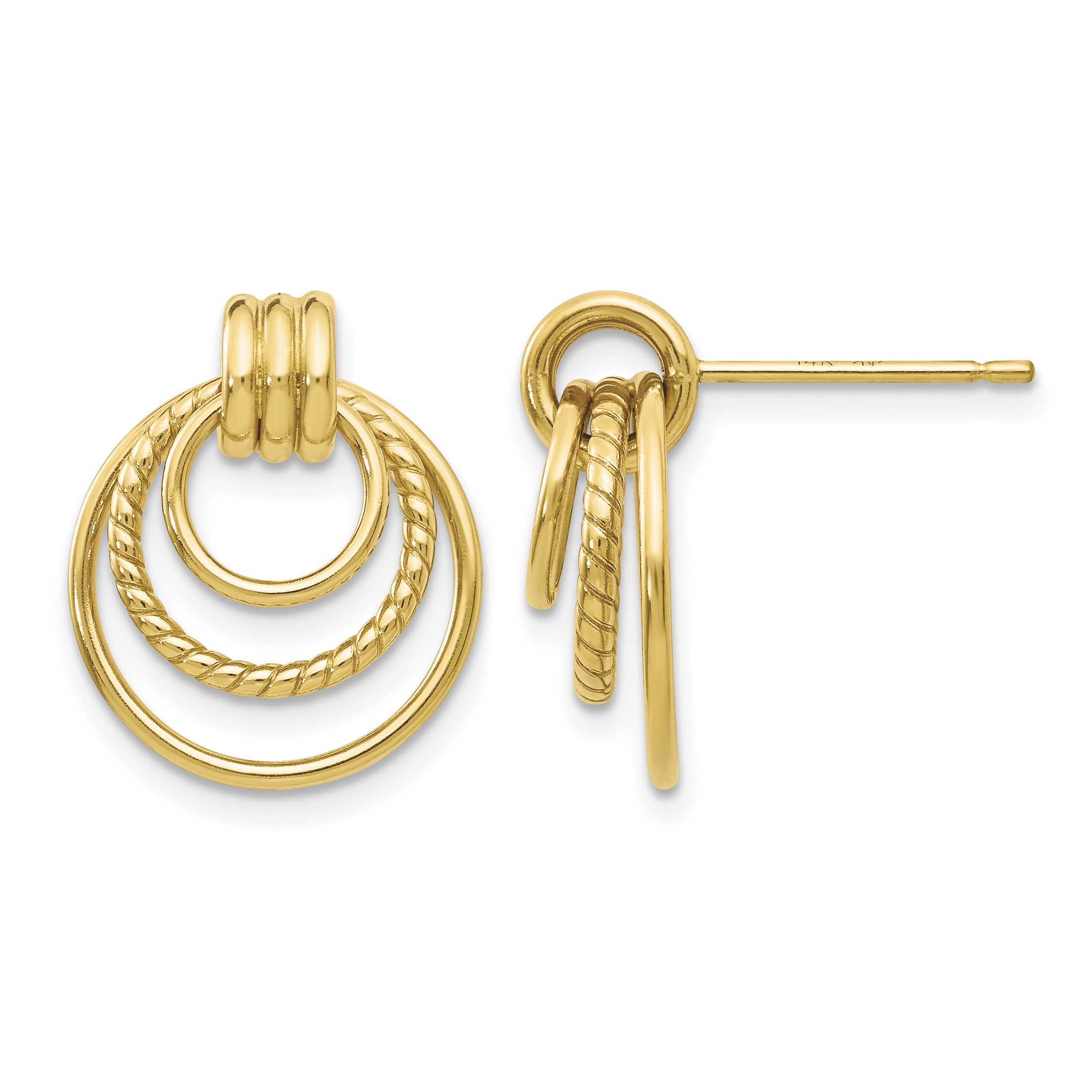 14k Polished and Textured Fancy Post Earrings (Z458)