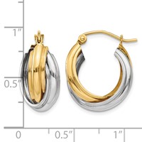 14K Two-tone Polished Double Hoop Earrings view 4
