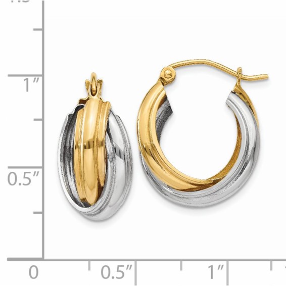 Gold Two-tone Twisted Hoop Earrings