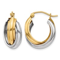 14K Two-tone Polished Double Hoop Earrings view 1