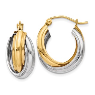 Gold Two-tone Twisted Hoop Earrings