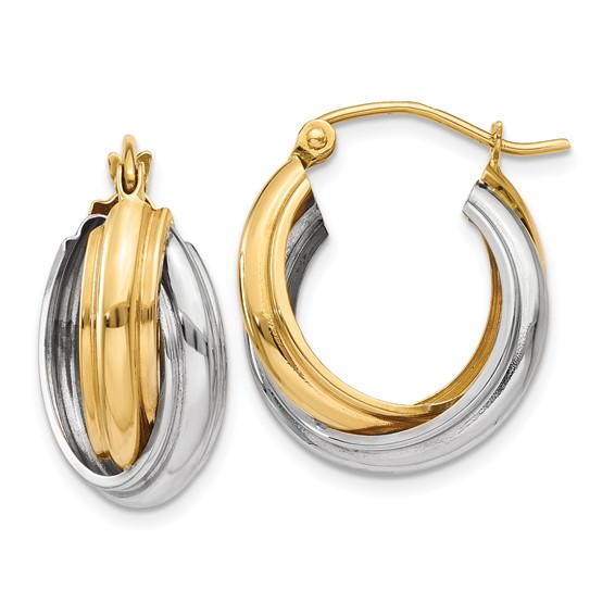 Gold Two-tone Twisted Hoop Earrings