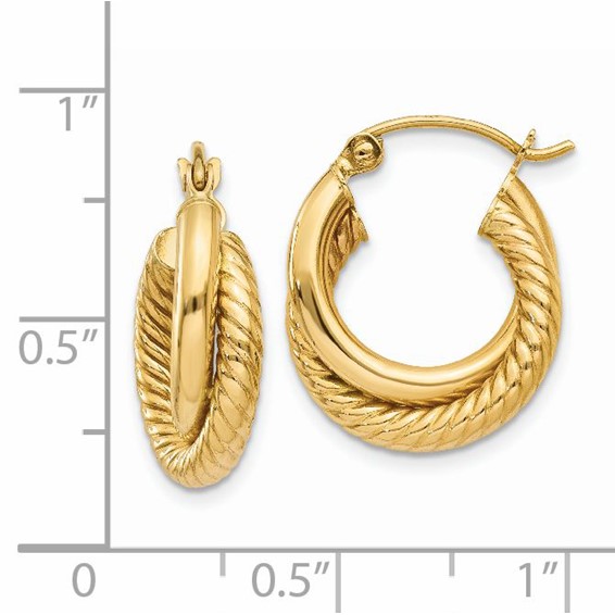 14k Polished Twisted Double Hoop Earrings