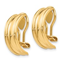 14K Yellow Gold 7x 18mm Polished Half Hoop Omega Back Non-pierced Earrings view 2