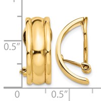 14K Yellow Gold 7x 18mm Polished Half Hoop Omega Back Non-pierced Earrings view 4