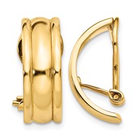 14K Yellow Gold 7x 18mm Polished Half Hoop Omega Back Non-pierced Earrings view 1