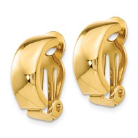 14K Yellow Gold 6x 18mm Polished Half Hoop Omega Back Non-Pierced Earrings view 2