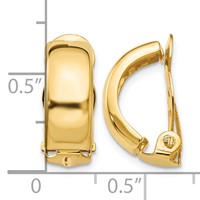 14K Yellow Gold 6x 18mm Polished Half Hoop Omega Back Non-Pierced Earrings view 4
