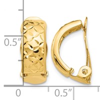 14K Yellow Gold 6x 18mm Crisscross Half Hoop Omega Back Non-Pierced Earrings view 4
