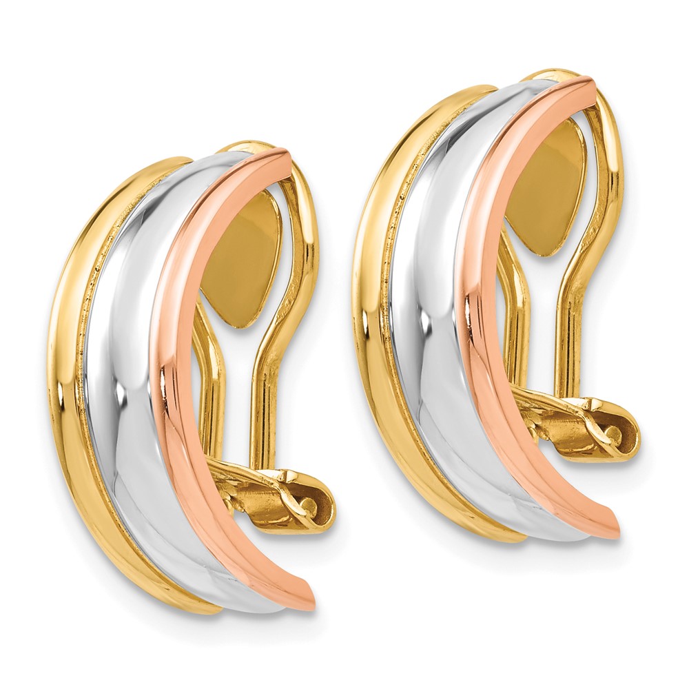 14k TRI COLOR NON-PIERCED EARRINGS (Z921)
