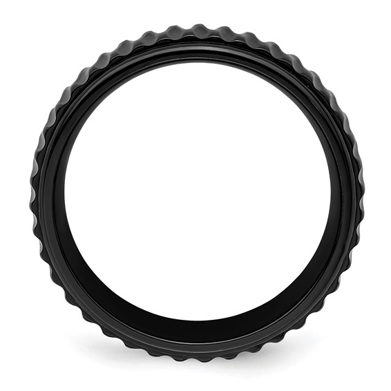 Chisel Black Zirconium Polished 8mm Grooved Band